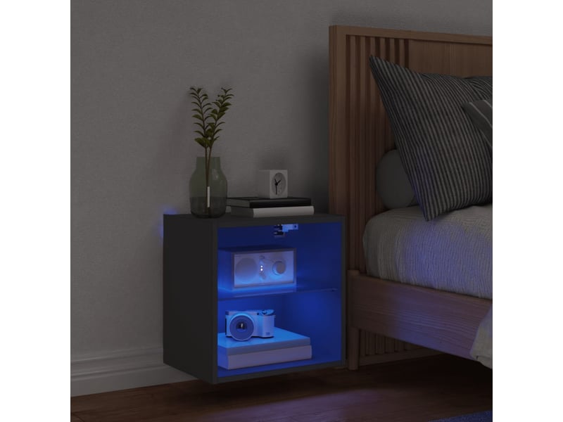  Table de chevet - cabinet de chevet - table de nuit murale avec lumières led noir  - Conforama B