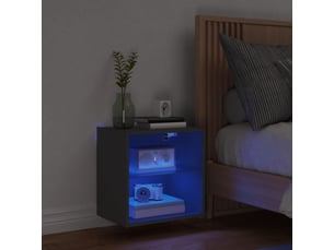 Table de chevet - cabinet de chevet - table de nuit murale avec lumières led noir