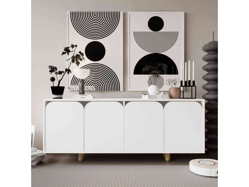  Buffet 4 portes en aggloméré lazio bohem blanc  - Conforama D