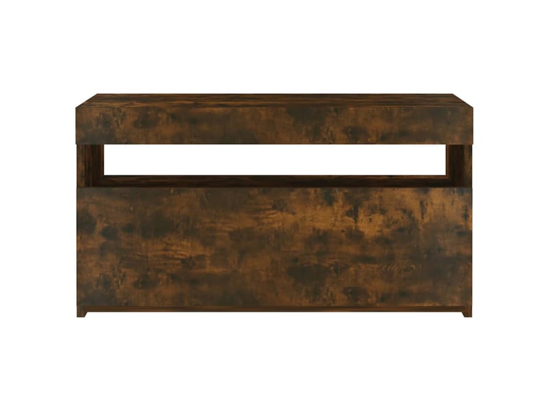  Meuble tv - banc tv - meuble de rangement avec lumières led chêne fumé 75x35x40 cm  - Conforama E