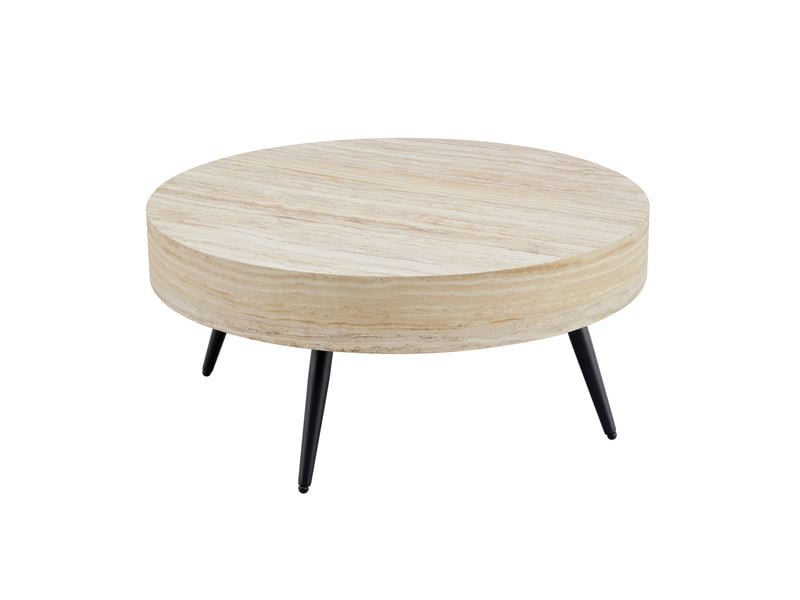  Table basse rond 70×70×35.5 cm, mdf et métal, noir et bois Fay Lum - Conforama A
