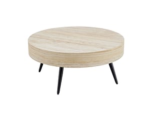 Table basse rond 70×70×35.5 cm, mdf et métal, noir et bois