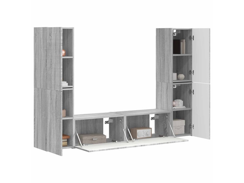  Ensemble meuble tv - banc tv - meuble de rangement 6 pcs sonoma gris bois d'ingénierie  - Conforama C