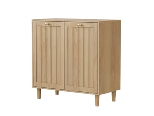 Meuble à linge 69,5x35x70,5 cm avec deux paniers amovibles, mdf, coloris chêne