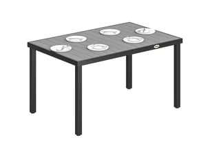 Table de jardin pour 4 à 6 personnes, table à manger extérieure avec plateau à lattes, 140 x 90 x 74 cm, gris