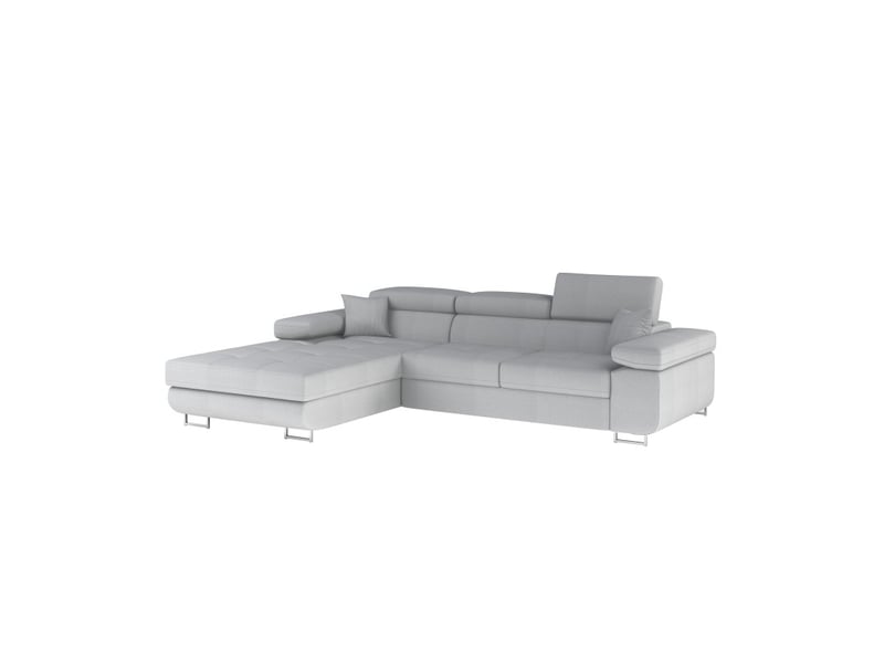 Canapé d'angle convertible amanda gris clair effet chiné avec coffre  - Conforama E