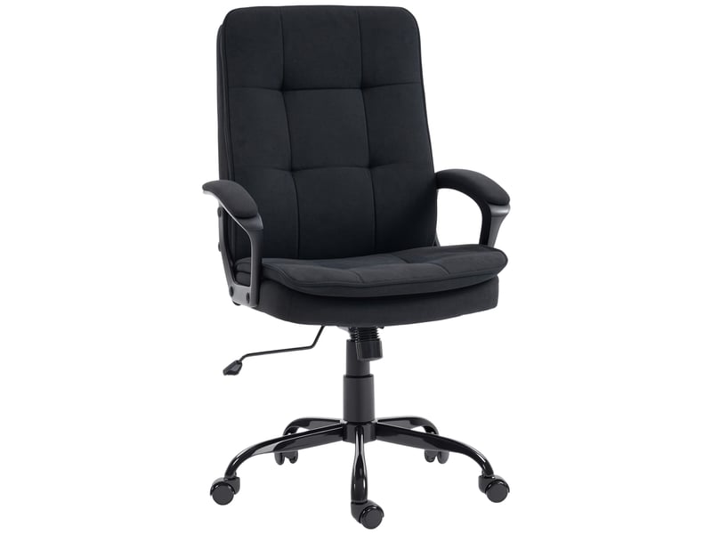  Fauteuil de direction avec revêtement double couche, chaise de bureau en tissu, réglable en hauteur, avec accoudoirs, noir  - Conforama B