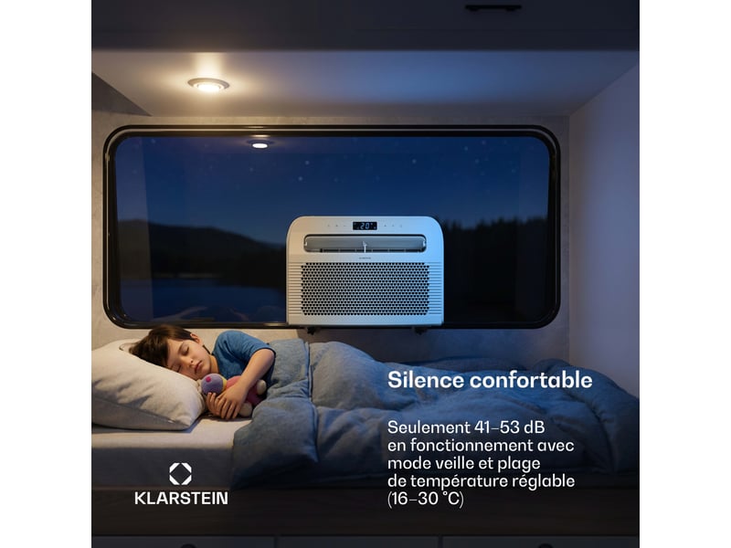 Klarstein climatiseur mobile chillavan pour camping-cars 5000 btu 33 cm 20 m² classe a blanc - Conforama E