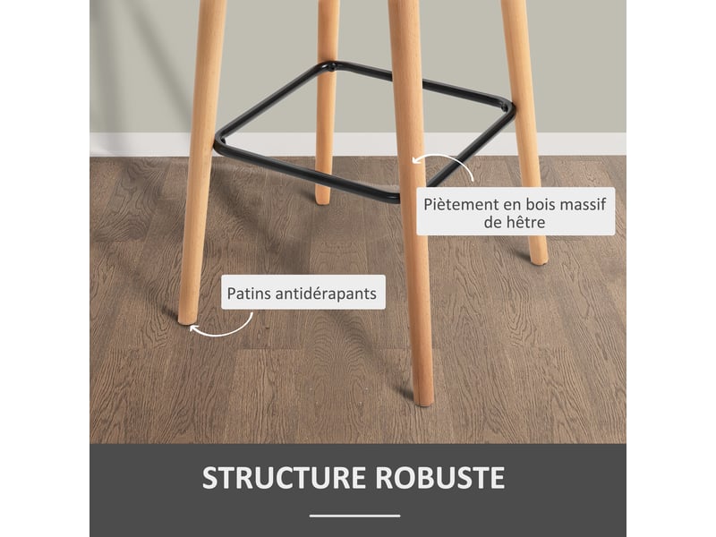  Tabourets de bar design scandinave - lot de 2 tabourets de bar grand confort avec gris repose-pieds foncé  - Conforama R
