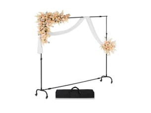 Vevor support toile fond 213x300 cm, acier, mobile avec roulettes.