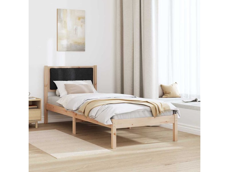  Lit simple- lit adulte -  cadre de lit avec tête de lit rembourrée noir 80 x 200 cm  - Conforama C