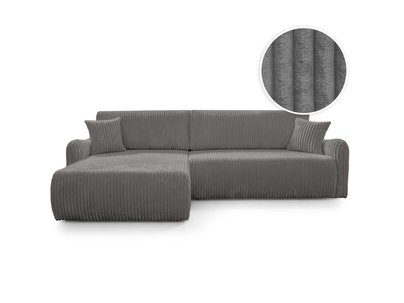  Apoline - canapé d'angle réversible convertible 4 places avec coffre en velours côtelé épais  - Conforama A