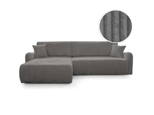 Canapé d'angle réversible convertible LOUNGITUDE APOLINE 4 places Velours gris avec coffre de rangement