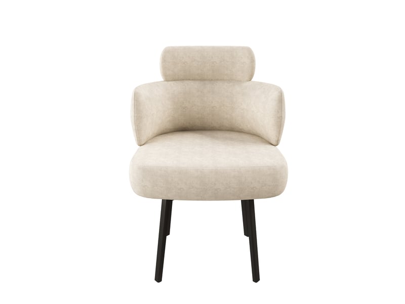  Chaise de salle à manger pivotante 360° avec accoudoirs, revêtement chenille et dossier incurvé, crème blanc, pour salle à manger salon coiffeuse  - Conforama A