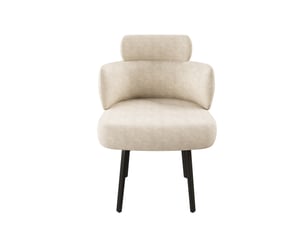 Chaise de salle à manger pivotante 360° avec accoudoirs, revêtement chenille et dossier incurvé, crème blanc, pour salle à manger salon coiffeuse