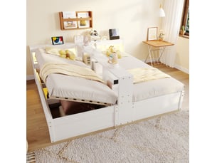 Lit avec rangement 90x200 cm <strong>MODENVIE</strong>  <strong></strong> coloris blanc
