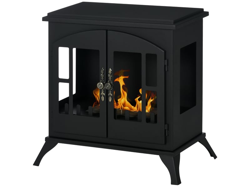 Cheminée bioéthanol sur pied en acier inoxydable noire, brûleur 0,9 l, 55 x 31 x 55 cm - Conforama B