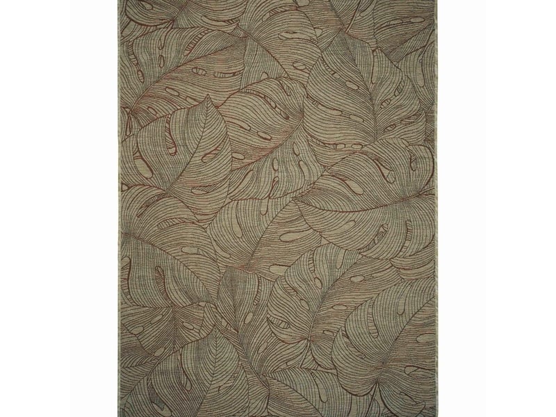  Tapis extérieur intérieur beige bordeaux motif feuillage 160x230  - Conforama B