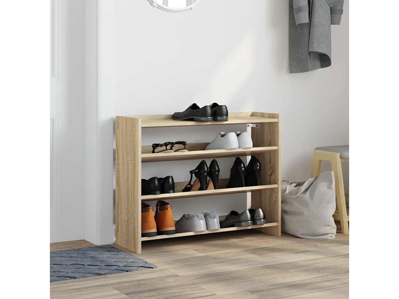  Meuble à chaussures, étagère à chaussures chêne sonoma 80x25x62 cm bois d'ingénierie  - Conforama C
