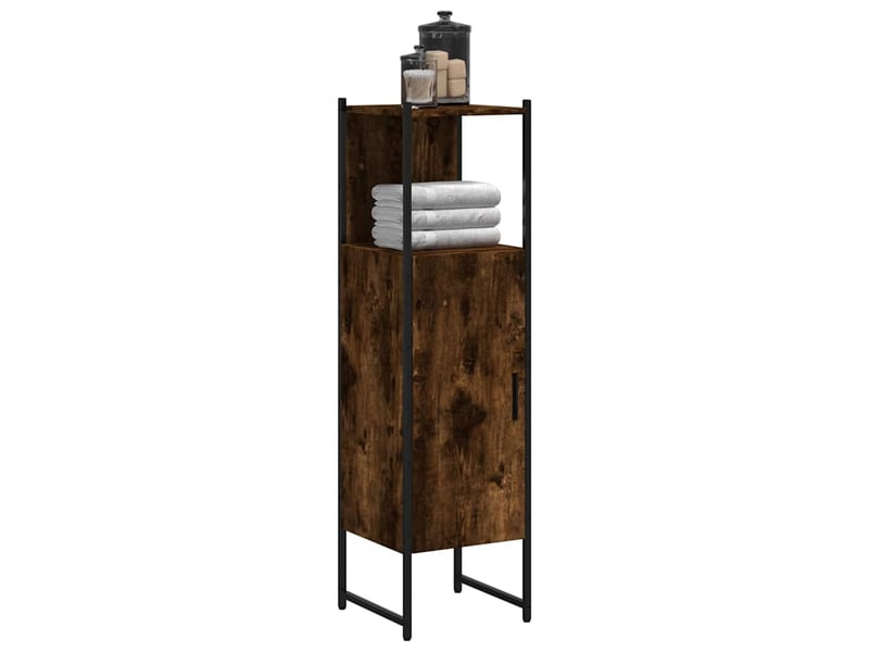  Armoire de salle de bain, meuble de rangement chêne fumé 33x33x120.5 cm  - Conforama B