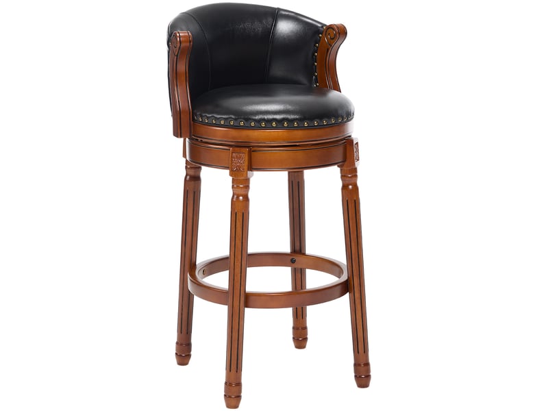  Tabouret de bar pivotant,54,8x54,8x96 cm,avec dossier,cuir véritable,noir  - Conforama A