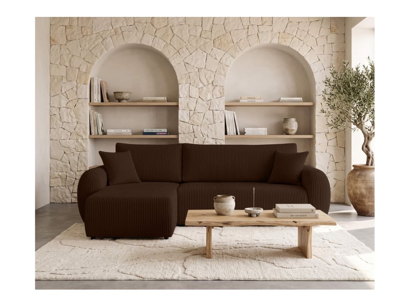  Alya - canapé d'angle convertible et réversible 3 places en velours côtelé  - Conforama B