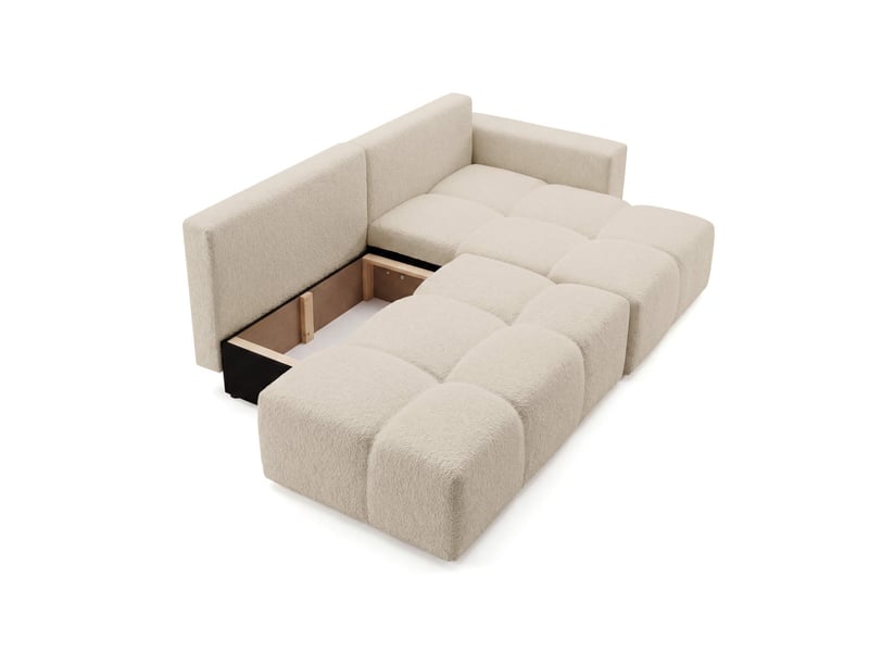  Celine - canapé d'angle fixe convertible 4 places en bouclette  - Conforama D
