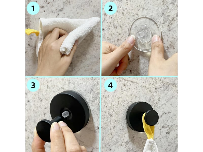  Lot de 6 crochets à ventouse inox noir - crochet mural amovible sans perçage pour cuisine, salle de bain, fenêtre et verre  - Conforama C