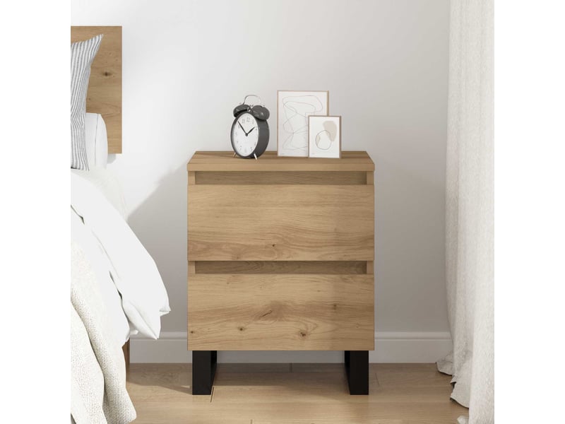  Table de chevet - cabinet de chevet - table de nuit chêne artisanal 40 x 35 x 50 cm  - Conforama C