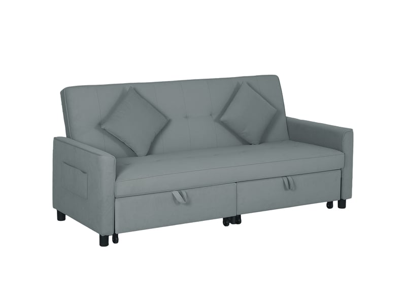  Canapé convertible 3 places canapé-lit clic-clac réversible avec dossier réglable et coussins, gris, 196 x 90 x 89 cm  - Conforama B