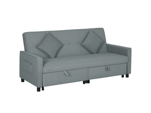 Canapé convertible 3 places canapé-lit clic-clac réversible avec dossier réglable et coussins, gris, 196 x 90 x 89 cm
