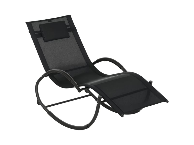  Chaise de jardin, chaise longue à bascule, métal, 61x155x88cm, noir  - Conforama B
