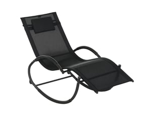Chaise de jardin, chaise longue à bascule, métal, 61x155x88cm, noir