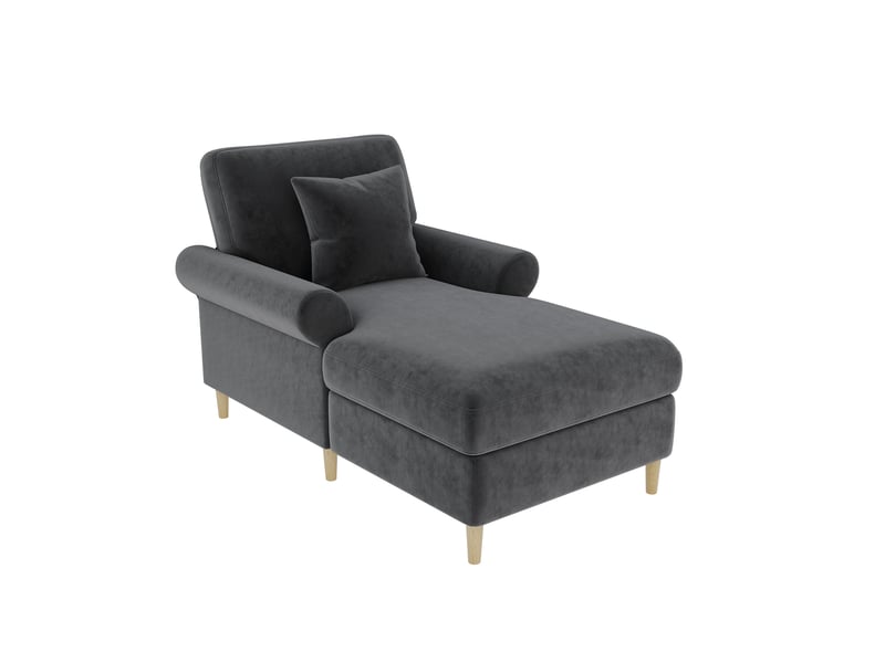 Canapé de salon, canapé pour séjour, en velours, gris, dossier inclinable, avec pouf, chambre, pour salon - Conforama B