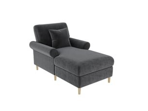 Canapé de salon, canapé pour séjour, en velours, gris, dossier inclinable, avec pouf, chambre, pour salon