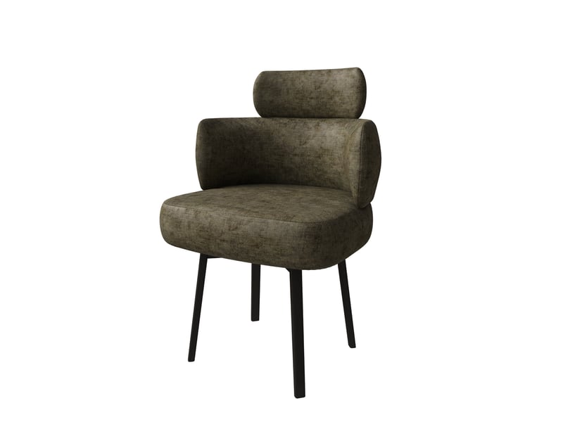  Chaise de salle à manger pivotante 56,5x54x89 cm en chenille vert olive  - Conforama A
