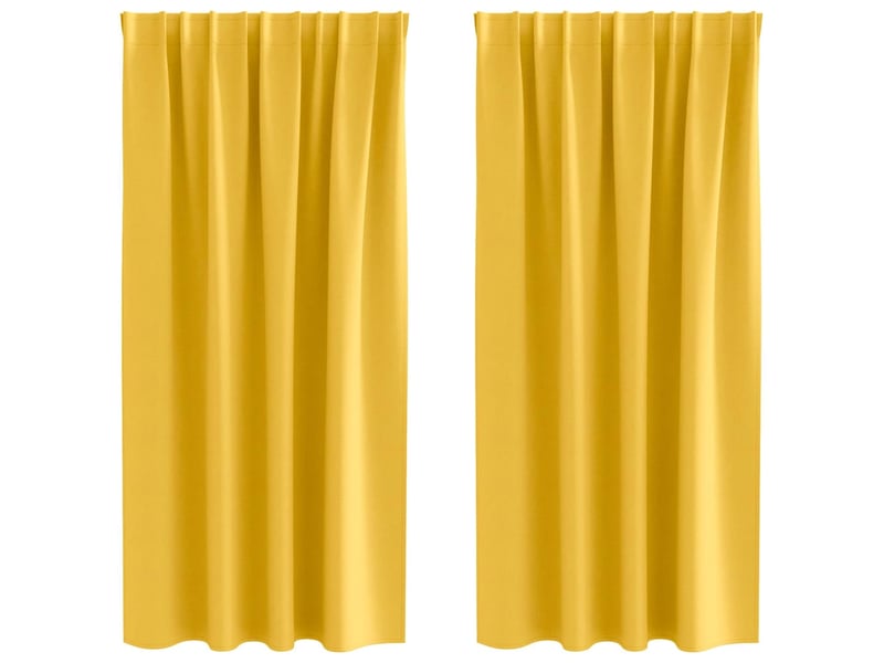 Lot de 2 rideaux occultants, rideaux black-out avec anneaux jaune moutarde polyester cf44678 - Conforama A
