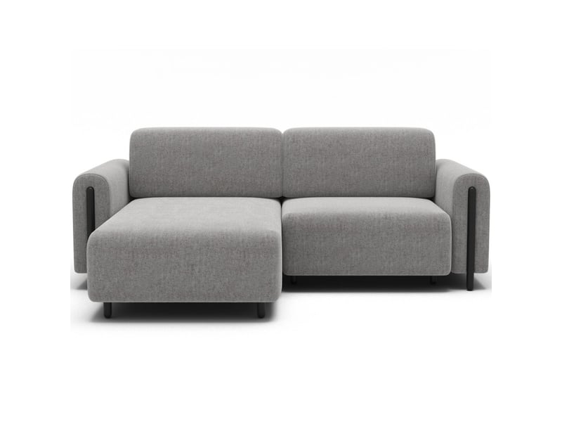 Canapé d'angle convertible arvessa gris clair bouclette – angle gauche avec coffre - Conforama A