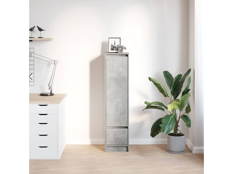  Buffet haut - bahut - meuble de rangement gris béton 29,5x34x119,5 cm bois d'ingénierie  - Conforama C
