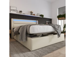 Lit avec rangement 160x200 cm <strong>PHOEBE CAT</strong>  <strong></strong> coloris blanc