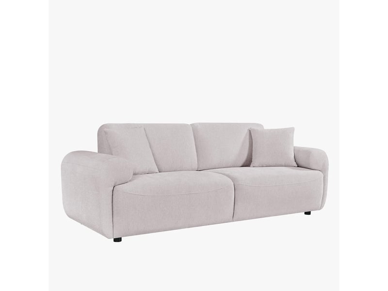 Canapé 3 places avec dossier amovible en tissu beige - Conforama D