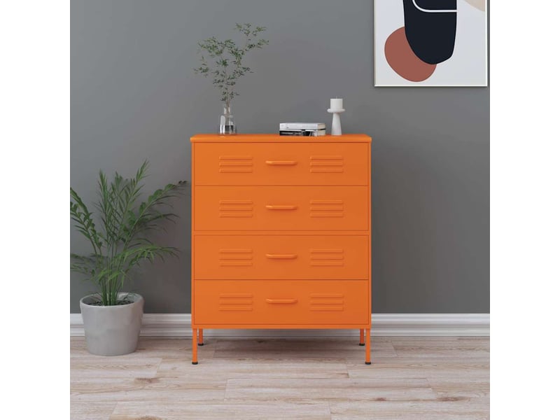  Commode chambre adulte, armoire à tiroirs orange 80x35x101,5 cm acier  - Conforama B