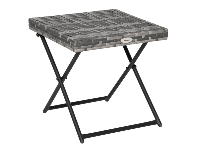  Table basse de jardin pliable 40x40x40 cm grise en résine tressée, structure métallique, charge 30 kg  - Conforama A
