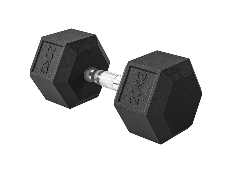  Haltère hexagonal fixe 20 kg 35,6 cm – noir – poignée moletée antidérapante pour entraînement musculaire  - Conforama A