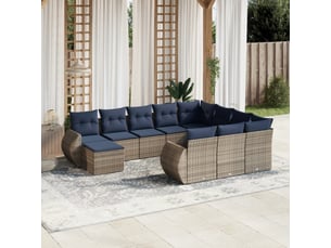 Vidaxl ensemble de canapé de jardin 11 pcs avec coussins gris résine tressée