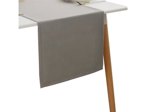 Chemin de table élégant - 40x180 cm - effet lin déperlant et imperméable - gris clair
