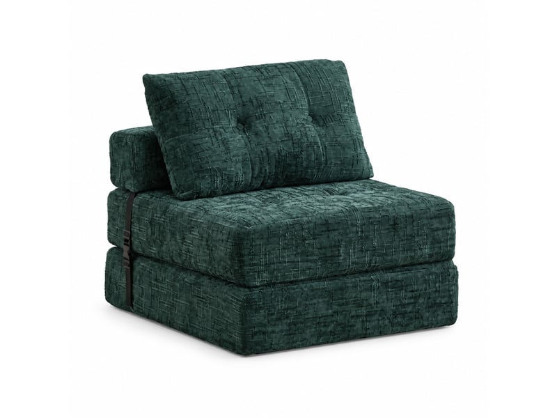 Canapé droit 79x79x57 cm, coussin, canapé simple, pour salon, chambre et bureau, confort doux, chenille, vert émeraude  - Conforama A
