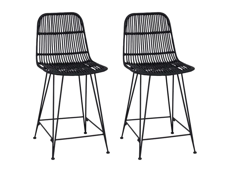  Lot de 2 tabouret de bar, chaise de bar noir 44x54x96 cm rattan et acier  - Conforama A