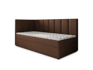 Lit avec rangement 90x200 cm <strong>MASSENO</strong>  <strong></strong> coloris marron