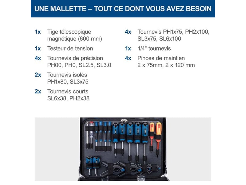  Coffret outils scheppach tb200 141 pieces chrome vanadium aluminium noir verrouillable 5909330900 - Conforama C